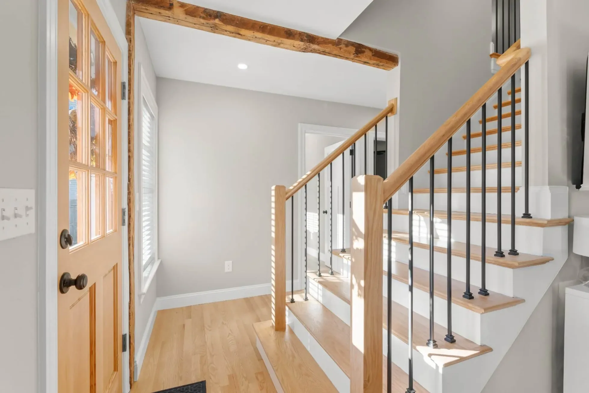 New stair and hall connecting a home addition, Amesbury MA