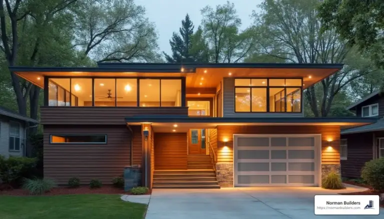 adding a garage to a mid century modern house