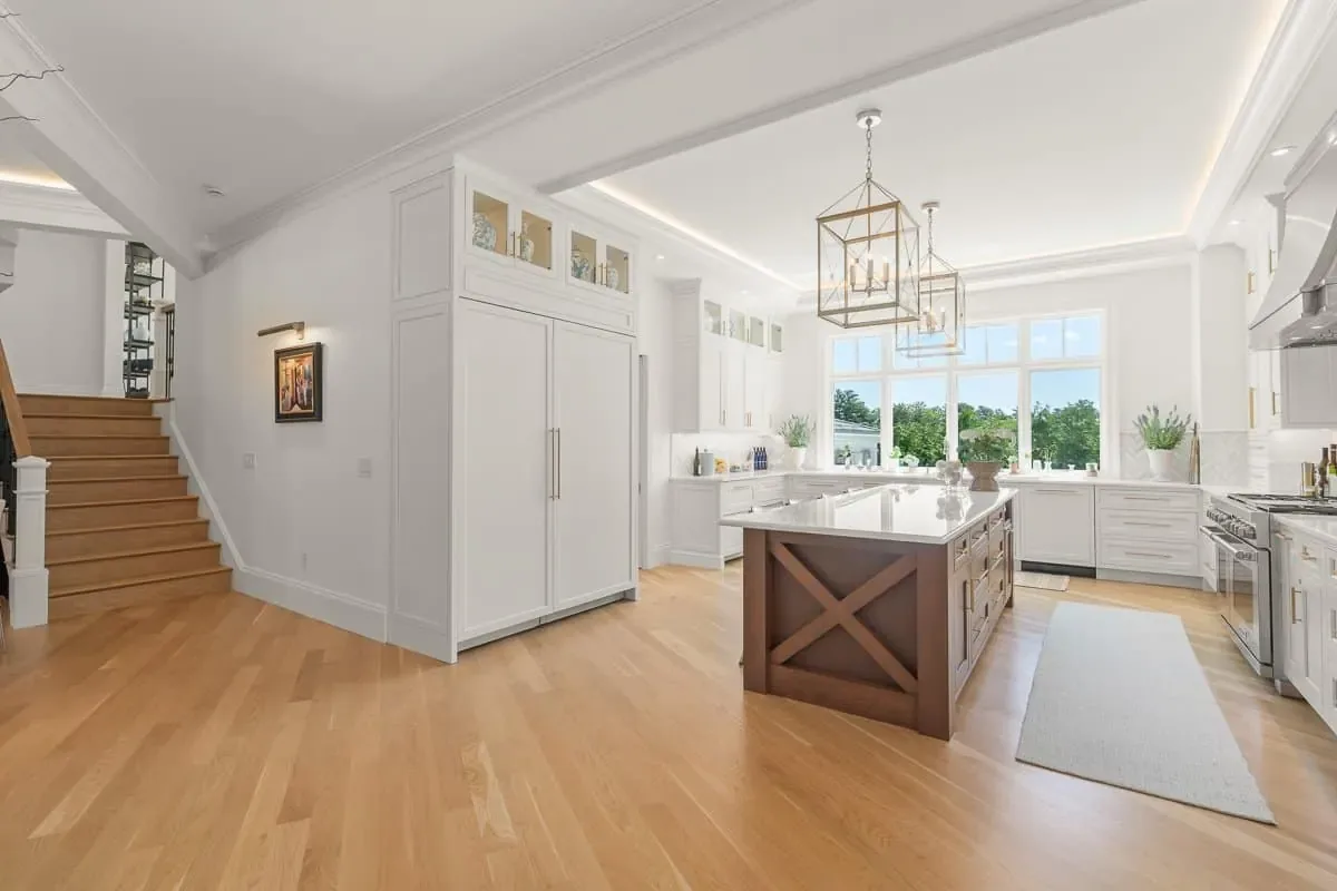 Kitchen island seating, Andover MA custom home by Norman Builders